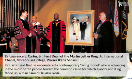 [Quotes] Dr Lawrence E. Carter, Sr., first Dean of the Martin Luther King, Jr.  International Chapel, Morehouse College praise for Ikeda Sensei