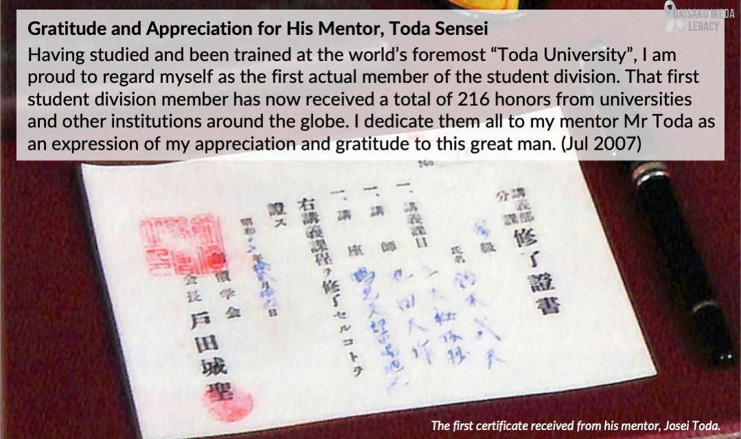 [Quotes] Gratitude and Appreciation to His Mentor, Toda Sensei​