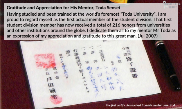 [Quotes] Gratitude and Appreciation to His Mentor, Toda Sensei​