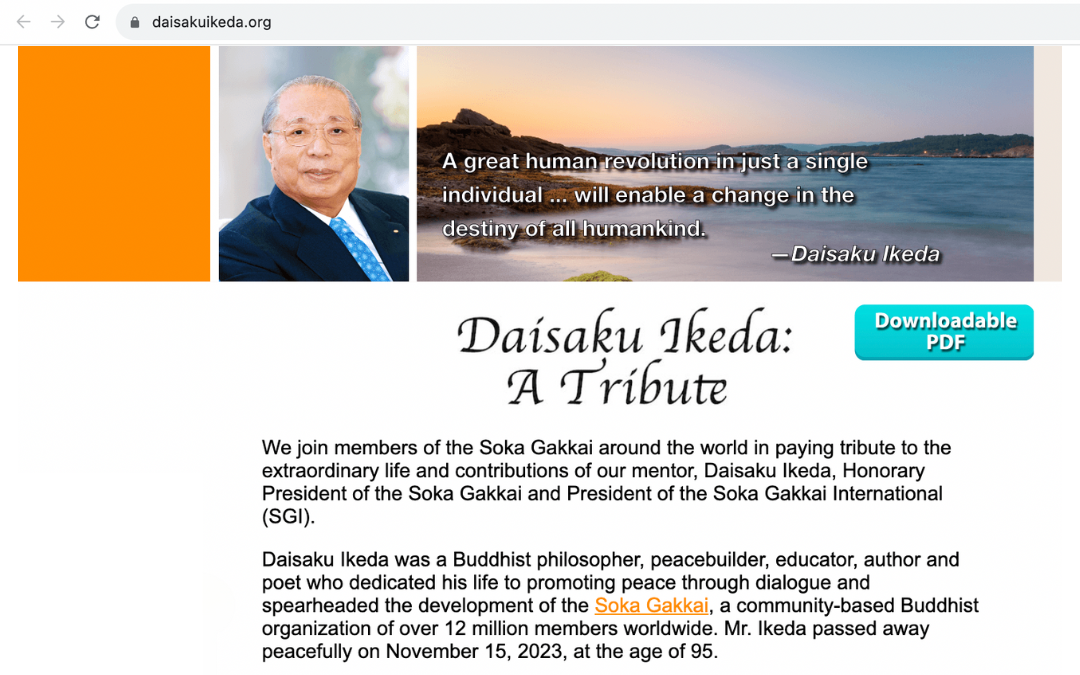 [NEWS] Daisaku Ikeda Website Committee Pays Tribute to Ikeda Sensei