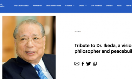 [NEWS] Earth Charter International (ECI) expresses their condolences to the family of Dr. Daisaku Ikeda and to the whole Soka Gakkai International community for his passing